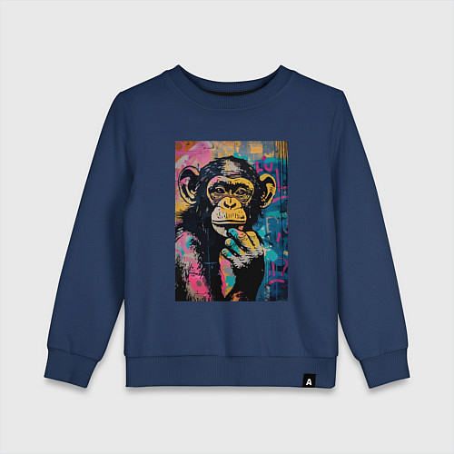 Детский свитшот Cute monkey / Тёмно-синий – фото 1