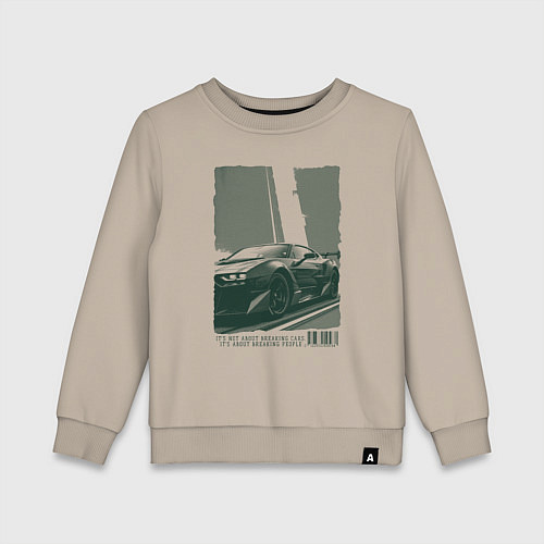 Детский свитшот Постер спорткара / Миндальный – фото 1