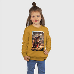 Свитшот хлопковый детский Спартак в Колизее, цвет: горчичный — фото 2