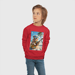 Свитшот хлопковый детский Собака играет на гитаре, цвет: красный — фото 2