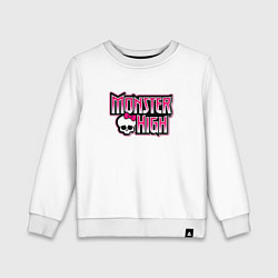Свитшот хлопковый детский Monster High надпись, цвет: белый