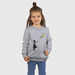Свитшот хлопковый детский Девочка и банан, цвет: меланж — фото 2