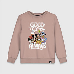 Свитшот хлопковый детский Дональд Дак и Микки Маус, цвет: пыльно-розовый