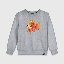 Детский свитшот Мультяшная золотая рыбка в короне