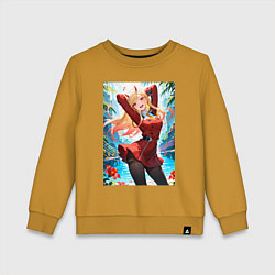 Свитшот хлопковый детский Марин Китагава косплей 002 Darling in the Franxx, цвет: горчичный