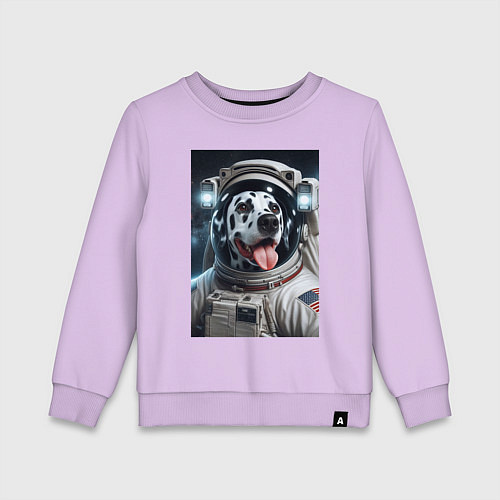 Детский свитшот Космонавт далматинец в скафандре - нейроарт / Лаванда – фото 1