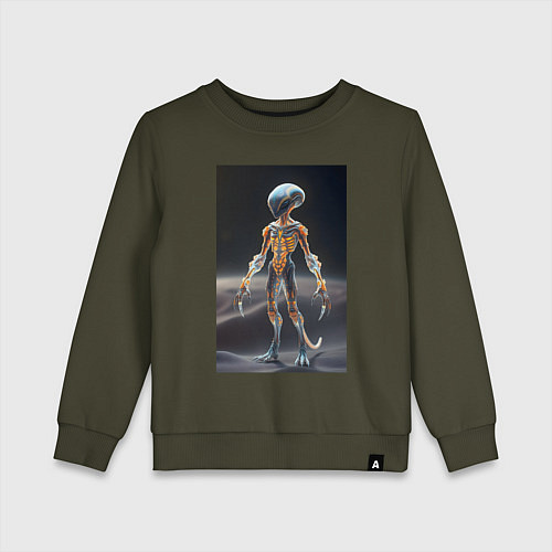 Детский свитшот Полупрозрачный инопланетянин / Хаки – фото 1