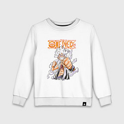 Свитшот хлопковый детский Ванпис Монки Д Луффи молния, цвет: белый