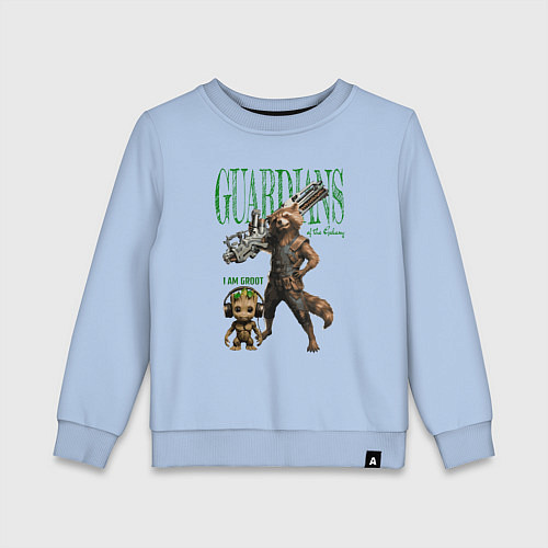 Детский свитшот Малыш грут и енот ракета из стражи галактики / Мягкое небо – фото 1