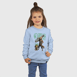 Свитшот хлопковый детский Малыш грут и енот ракета из стражи галактики, цвет: мягкое небо — фото 2