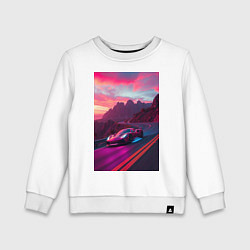 Свитшот хлопковый детский Суперкар едет по серпантину, цвет: белый