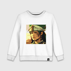 Свитшот хлопковый детский Анимэ арт индеец - лицо крупно, цвет: белый