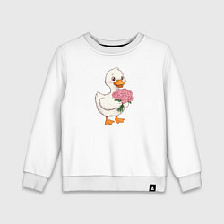 Детский свитшот Милая уточка с букетом роз