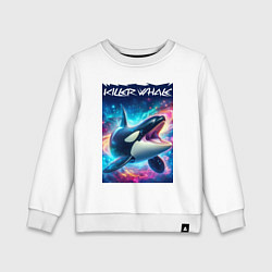 Свитшот хлопковый детский Space killer whale - ai art fantasy, цвет: белый