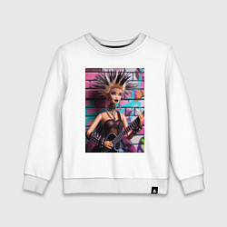 Свитшот хлопковый детский Barbie - punk guitarist, цвет: белый