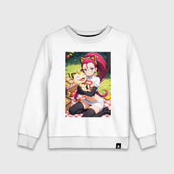 Свитшот хлопковый детский Джесси и Мяут на пикнике, цвет: белый