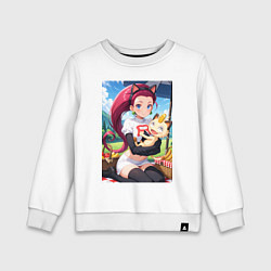 Свитшот хлопковый детский Джесси и Мяут на пикнике, цвет: белый