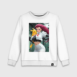 Свитшот хлопковый детский Джесси и Пикачу, цвет: белый