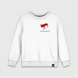 Свитшот хлопковый детский Я Индонезиец - патриотизм, цвет: белый