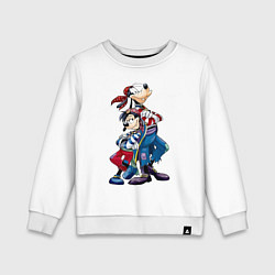 Свитшот хлопковый детский Гуффи и Макс пираты, цвет: белый