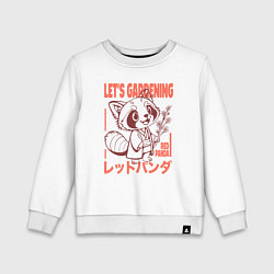 Свитшот хлопковый детский Lets gardening red panda, цвет: белый