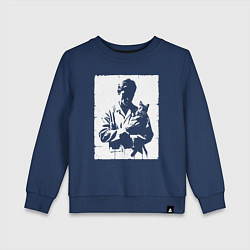 Свитшот хлопковый детский Ветеринар с котом, цвет: тёмно-синий