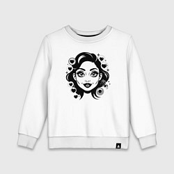Свитшот хлопковый детский Девушка с макияжем, цвет: белый