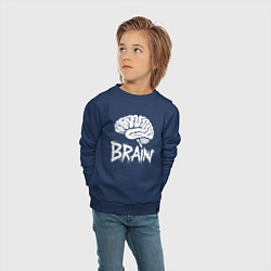 Свитшот хлопковый детский Brain, цвет: тёмно-синий — фото 2