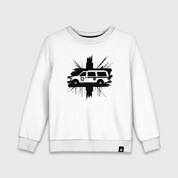 Детский свитшот Скорая помощь черный силуэт на фоне всплеска