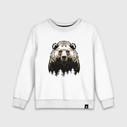 Свитшот хлопковый детский Медведь тайга, цвет: белый