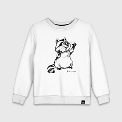Свитшот хлопковый детский Радостный енотик, цвет: белый