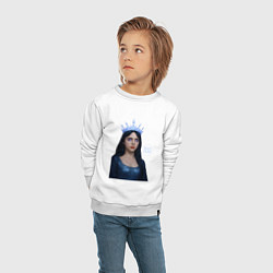 Свитшот хлопковый детский Билли Айлиш с короной, цвет: белый — фото 2