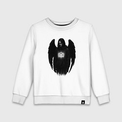 Свитшот хлопковый детский Bones с черными крыльями, цвет: белый