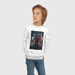 Свитшот хлопковый детский Железный человек посреди ночного города, цвет: белый — фото 2