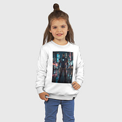 Свитшот хлопковый детский Железный человек посреди ночного города, цвет: белый — фото 2