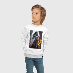 Свитшот хлопковый детский Девушка-Мандалорец в броне, цвет: белый — фото 2