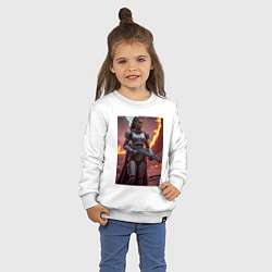 Свитшот хлопковый детский Девушка-Мандалорец в броне, цвет: белый — фото 2
