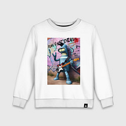 Свитшот хлопковый детский Бендер лобает на гитаре - панк жив, цвет: белый