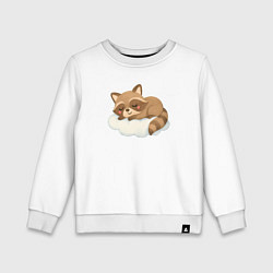 Свитшот хлопковый детский Милый енот на облачке, цвет: белый
