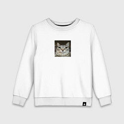 Свитшот хлопковый детский Cat meme, цвет: белый