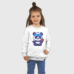 Свитшот хлопковый детский Peace panda, цвет: белый — фото 2