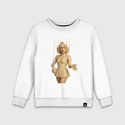 Свитшот хлопковый детский Леди Гага в виде марионетки, цвет: белый