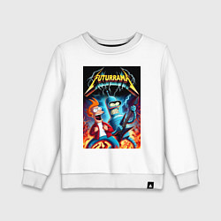 Свитшот хлопковый детский Вокались Фрай и гитарист Бендер - рок группа Футур, цвет: белый