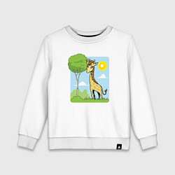 Свитшот хлопковый детский Солнечный жираф, цвет: белый