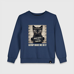 Свитшот хлопковый детский Bad Kitty, цвет: тёмно-синий