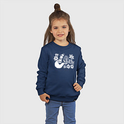 Свитшот хлопковый детский Ленивец среди цветов, цвет: тёмно-синий — фото 2