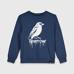 Свитшот хлопковый детский Воробей в стиле граффити, цвет: тёмно-синий