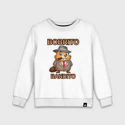Свитшот хлопковый детский Бобрито бандито, мем, прикол, цвет: белый