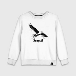 Свитшот хлопковый детский Чайка черной краской, цвет: белый