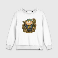 Свитшот хлопковый детский Эрик Картман в fallout, цвет: белый